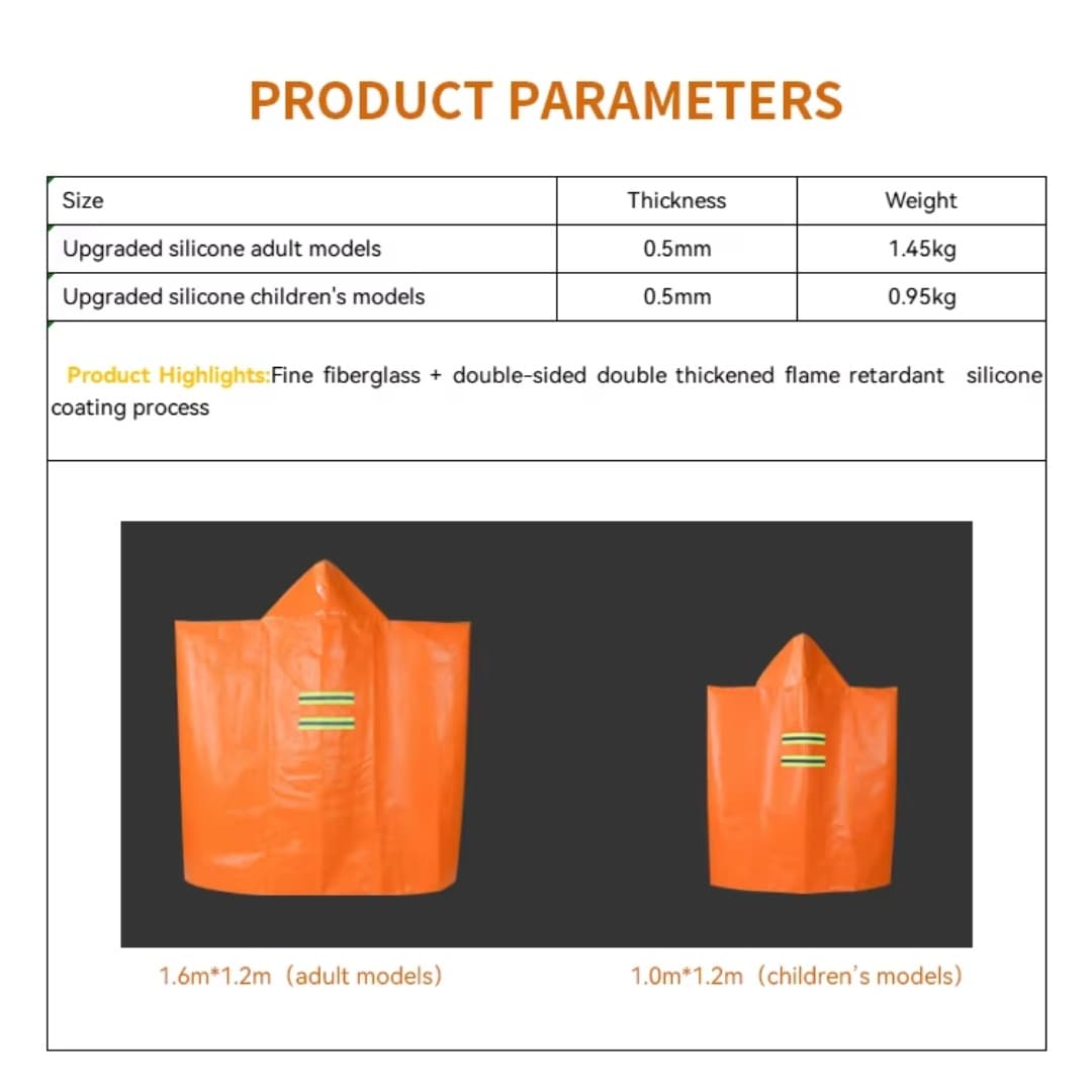 Fiberglass Fire escape Fire escape high temperature resistance fireproof cloak